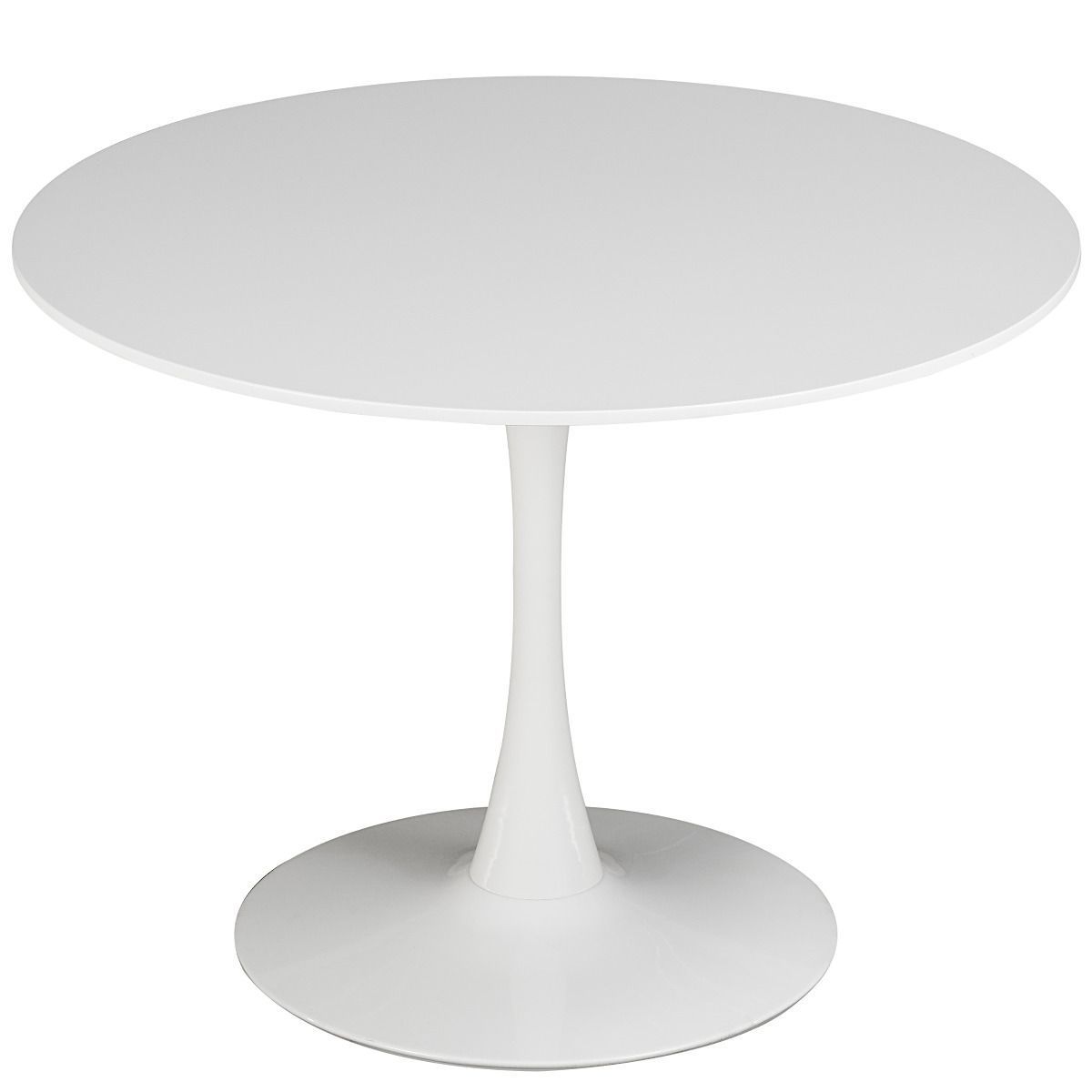 Стол обеденный БЕЛЫЙ D80, столешница МДФ, основание металл белый SQT-1