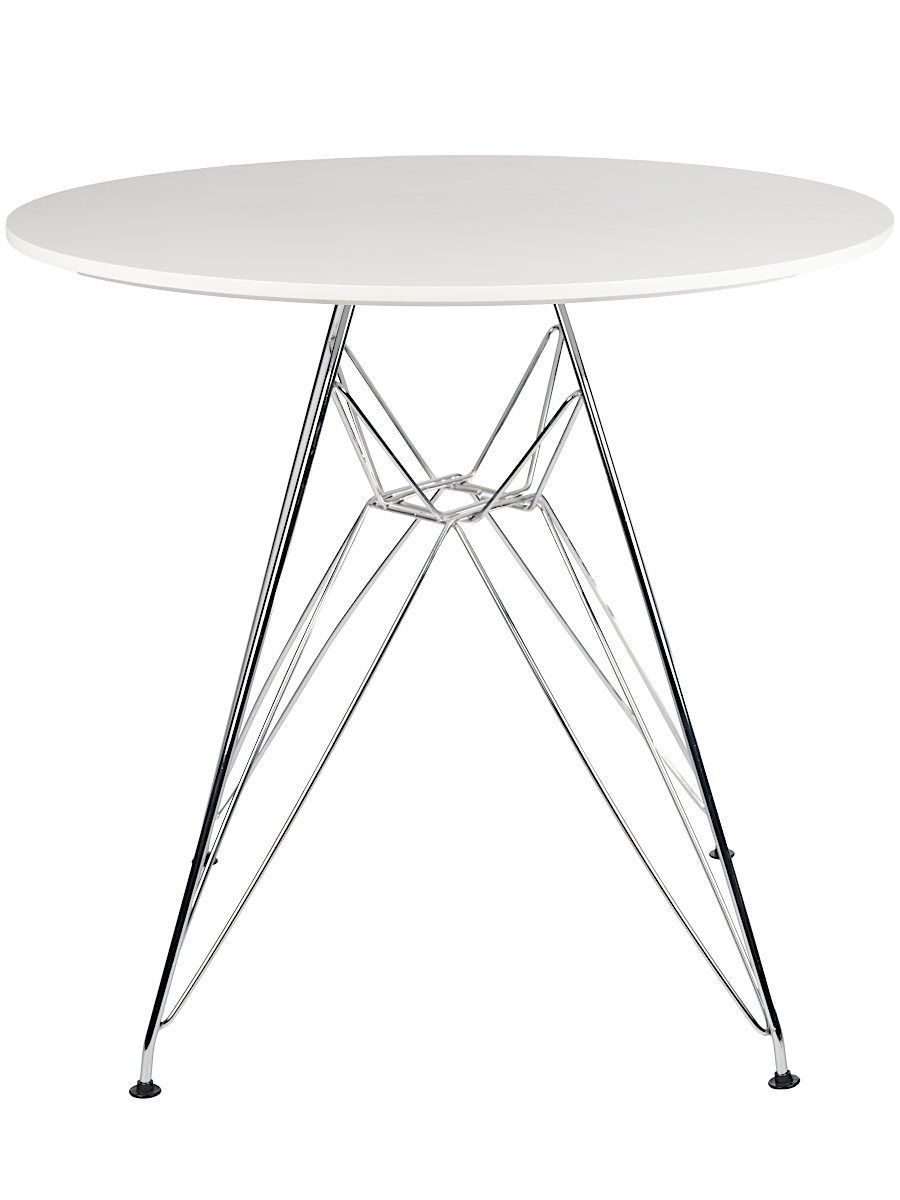 Стол обеденный БЕЛЫЙ D80, столешница МДФ, основание металл GH-T11