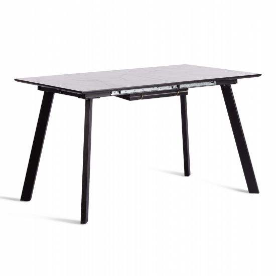 Стол обеденный DARWIN МДФ HPL 0,6 мм-металл, 85х130-170х75 см, Жемчужный перито-чёрный