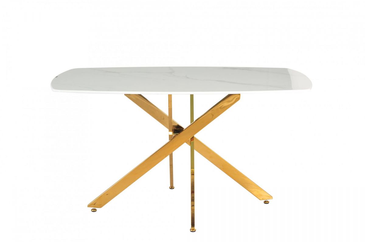 Стол обеденный Элис Рэк BS1803-140WT | 140х80х76 см | белый |золото