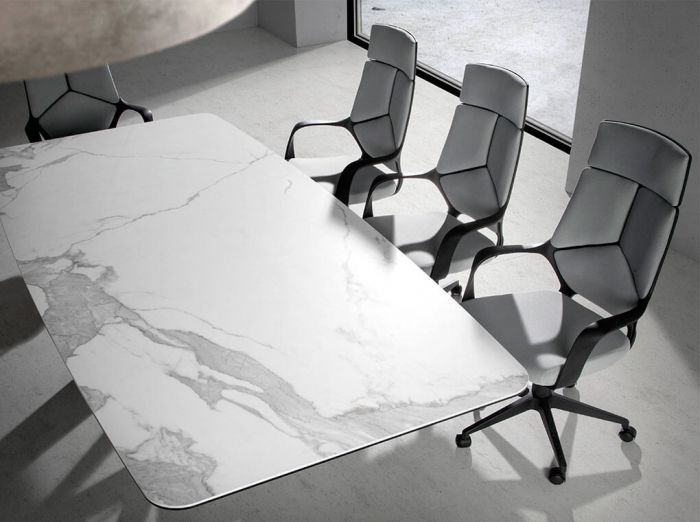 Стол обеденный керамический CT2061-RE-MARMOL - Negro -1053 черные ножки 220 x 120 x 75
