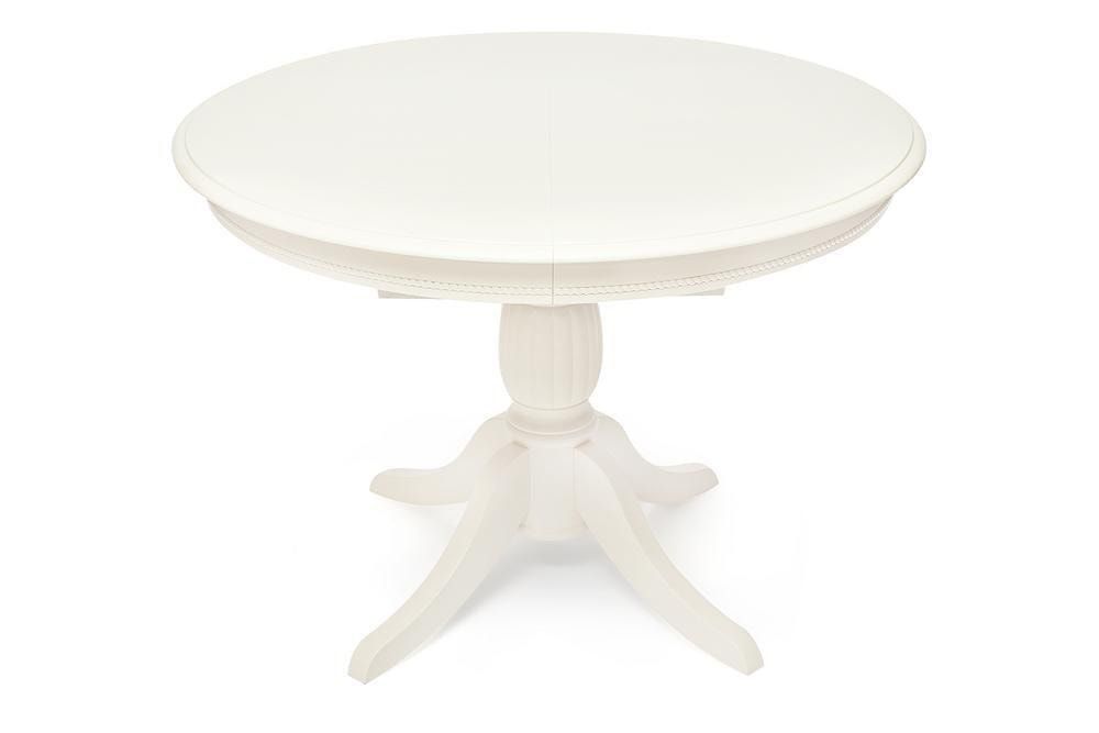 Стол обеденный LEONARDO (Леонардо) дерево гевея-мдф, Dia 107 + 46 x 76 cm, pure white (402)