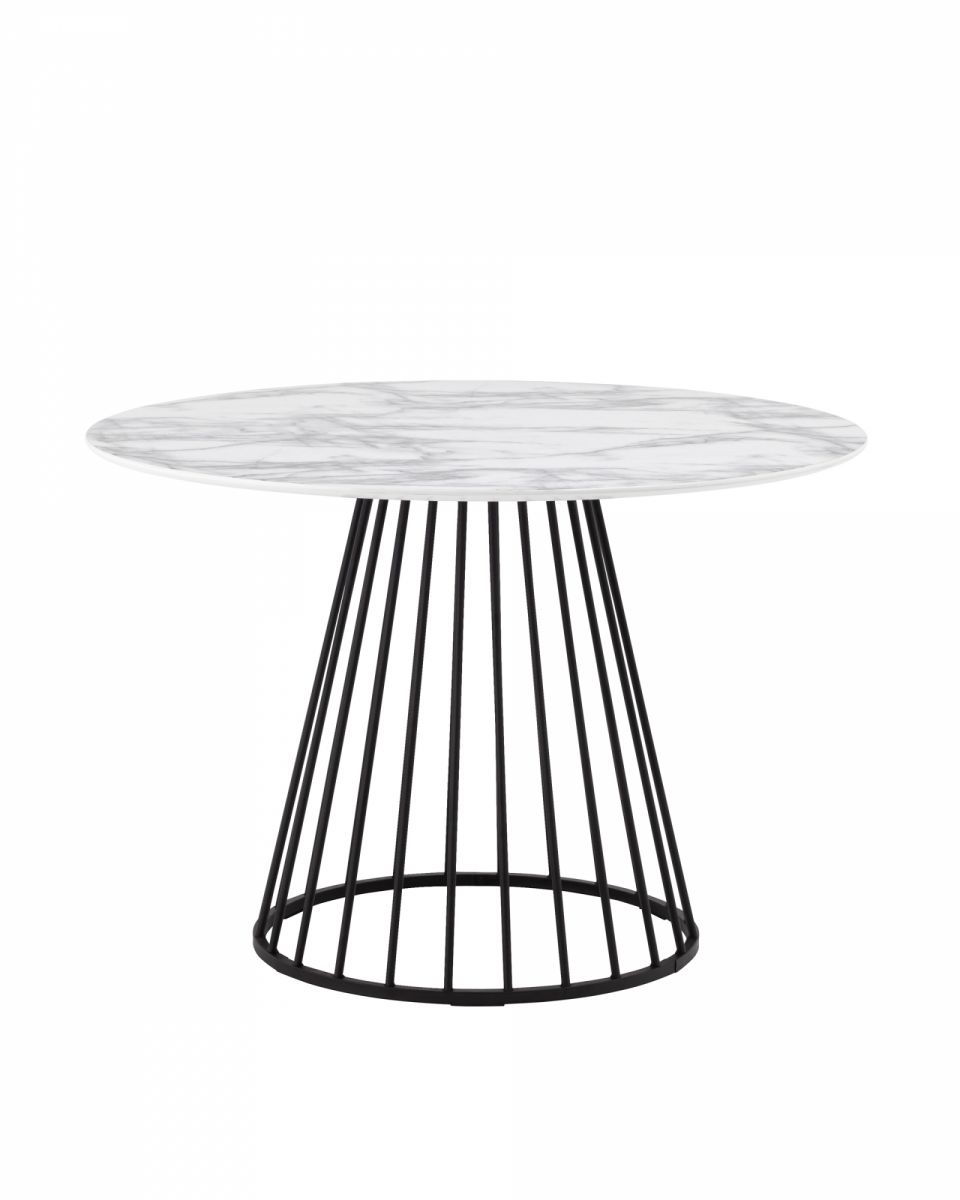 Стол обеденный Ливерпуль 110х110 белый мрамор черная ножка