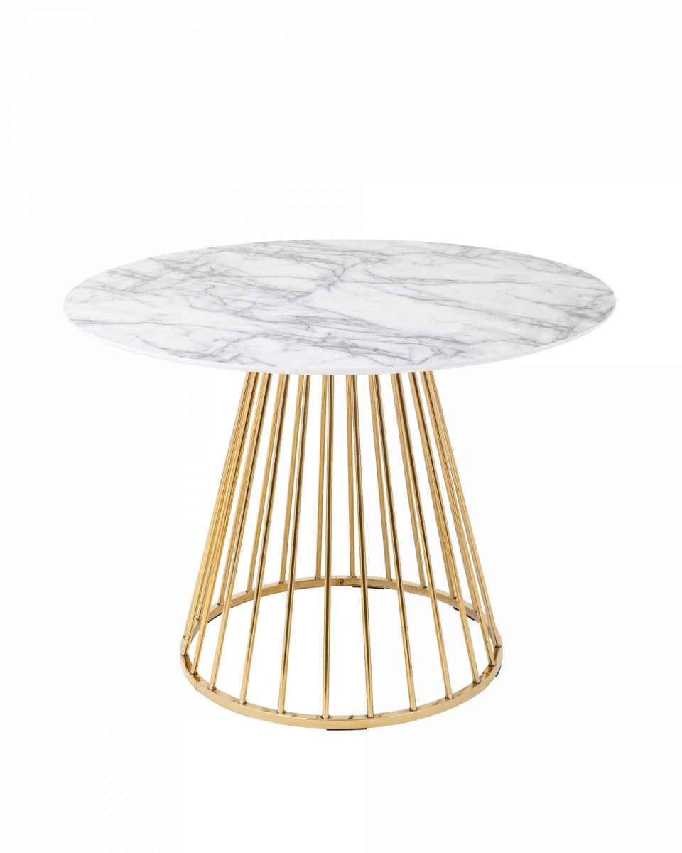 Стол обеденный Ливерпуль 110х110 белый мрамор