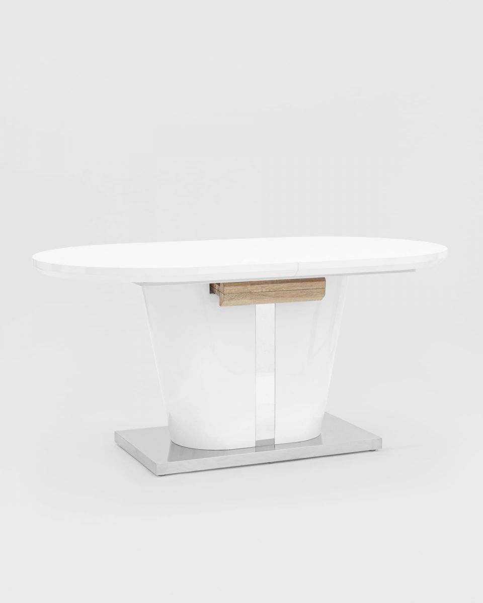 Стол обеденный Мулен раскладной 160-220х90 глянцевый белый