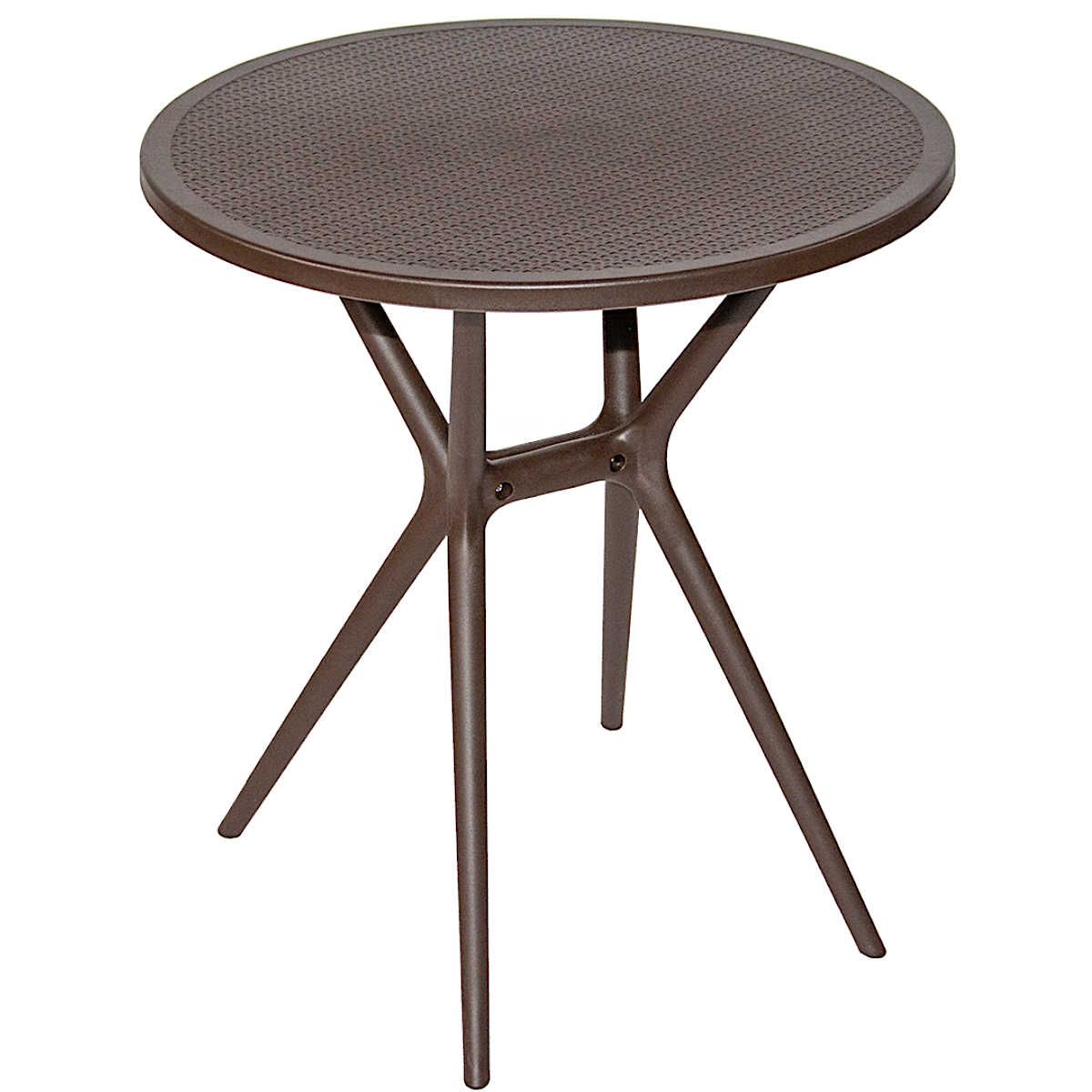 Стол обеденный пластиковый КОРИЧНЕВЫЙ D60, столешница пластик, основание армир. пластик GH-T21