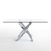 Стол обеденный прямоугольный F2133 -1061 стекло 180x95 с ножками из нержавеющей стали - 2