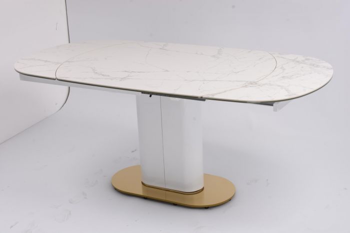 Стол обеденный раскладной Атриум-2 MC3035-120W | 120(30+30)х90х77 см | белая керамика