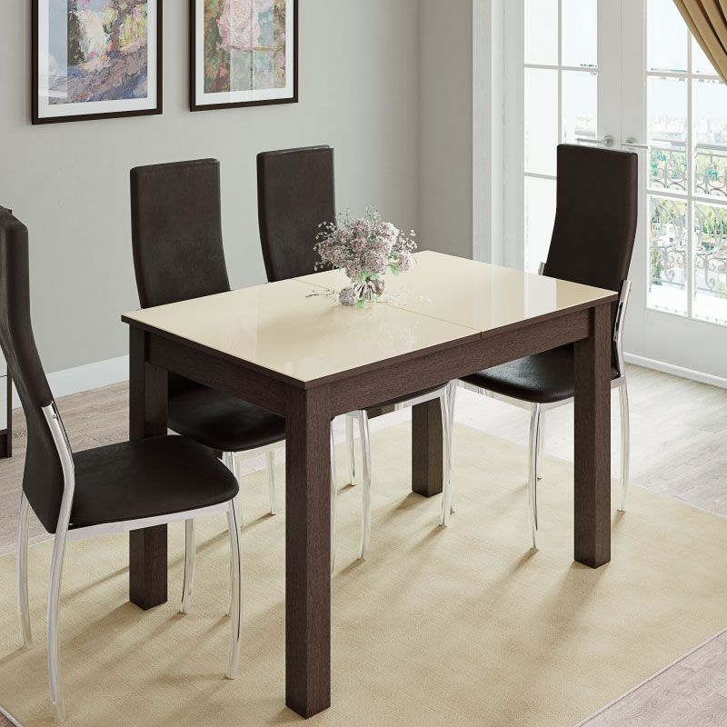 Стол обеденный раскладной «Бруно» (1000х600) венге-лакобель ваниль