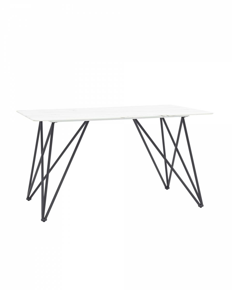 Стол обеденный Сакраменто 140х90 белый стеклянный