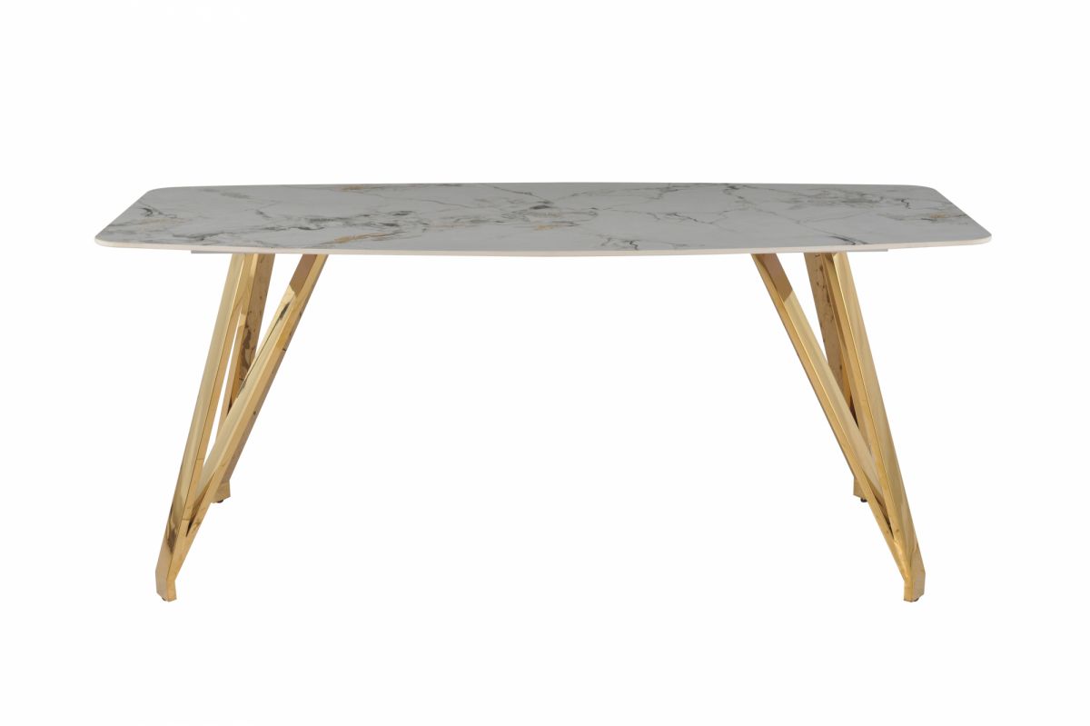 Стол обеденный Соар-2 F-1690 | 160х90х76 см | серо-золотая керамика |золото