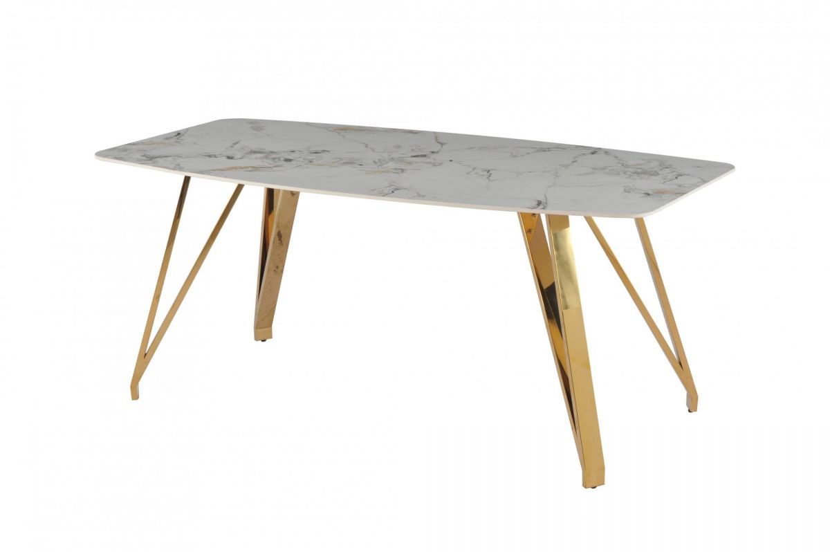 Стол обеденный Соар-2 F-1690 | 180х90х76 см | серо-золотая керамика |золото