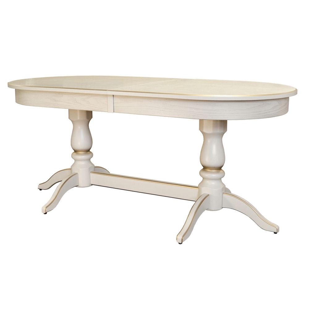 Стол обеденный Тарун 3 раздвижной слоновая кость-золото 150-200*84