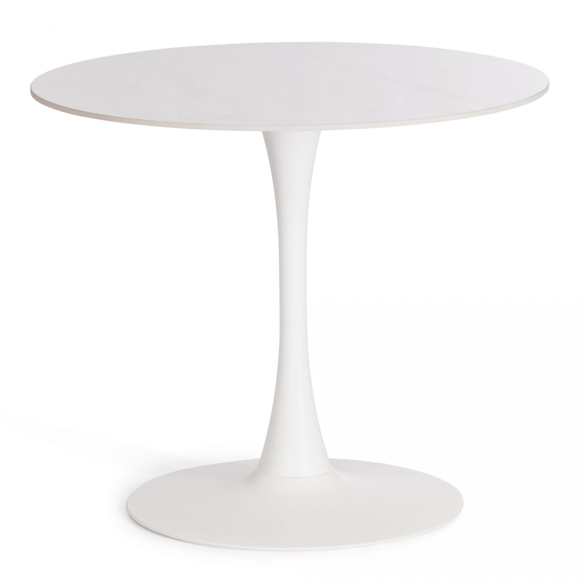 Стол обеденный Tulip (LDT-046 CT-6022-A1) столешница керамика (глянцевая) - опоры металл, белый-черн