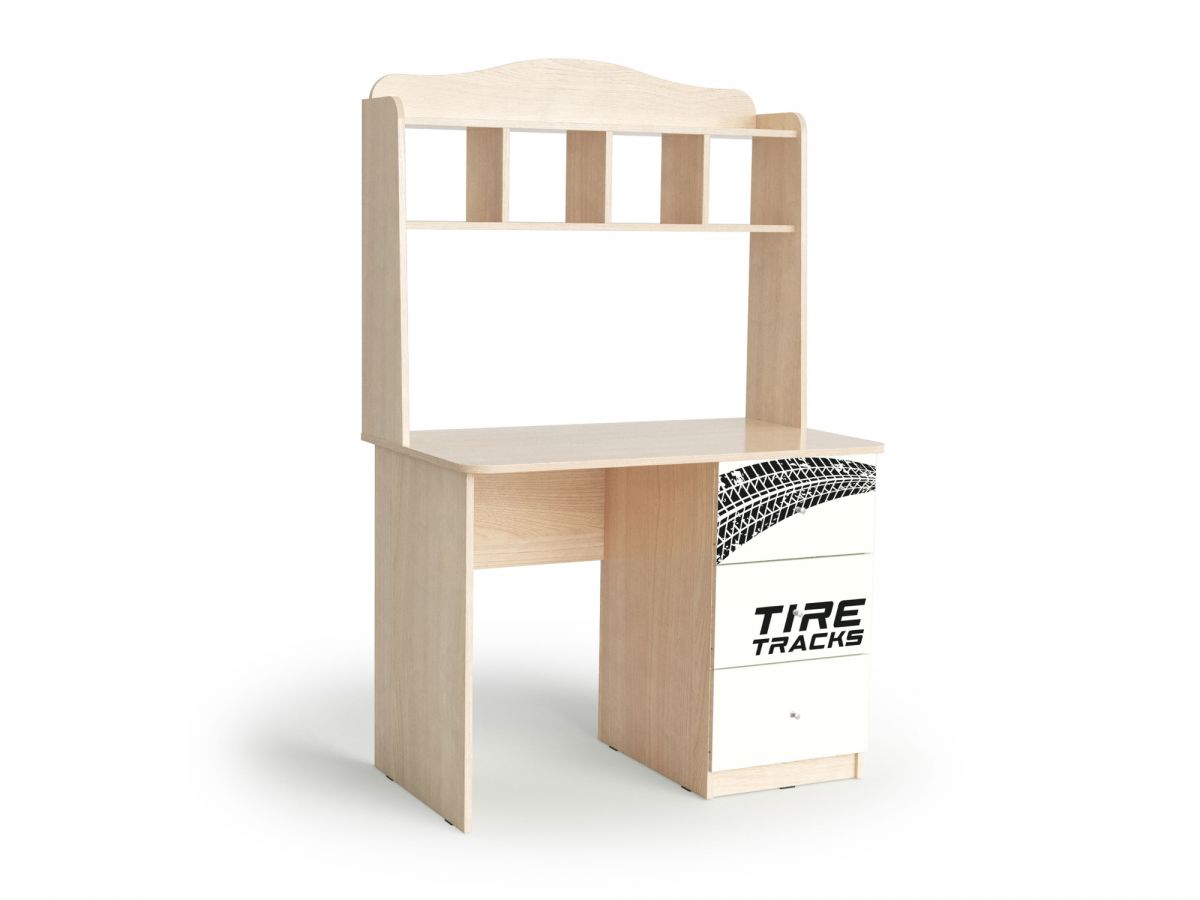 Стол письменный Машина белая-ЛДСП-100()*60*158-Шимо светлый-Белый