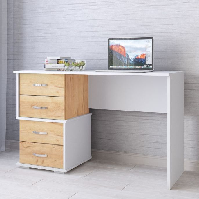 Стол письменный Сити-2 (750х1200х500) белый-дуб крафт золотой