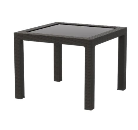 Стол пластиковый RATTAN арт. 95x95см квадратный со стеклом (антрацит)