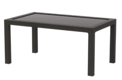 Стол пластиковый RATTAN арт.ЭП 853681 160x95см прямоугольный со стеклом (антрацит)