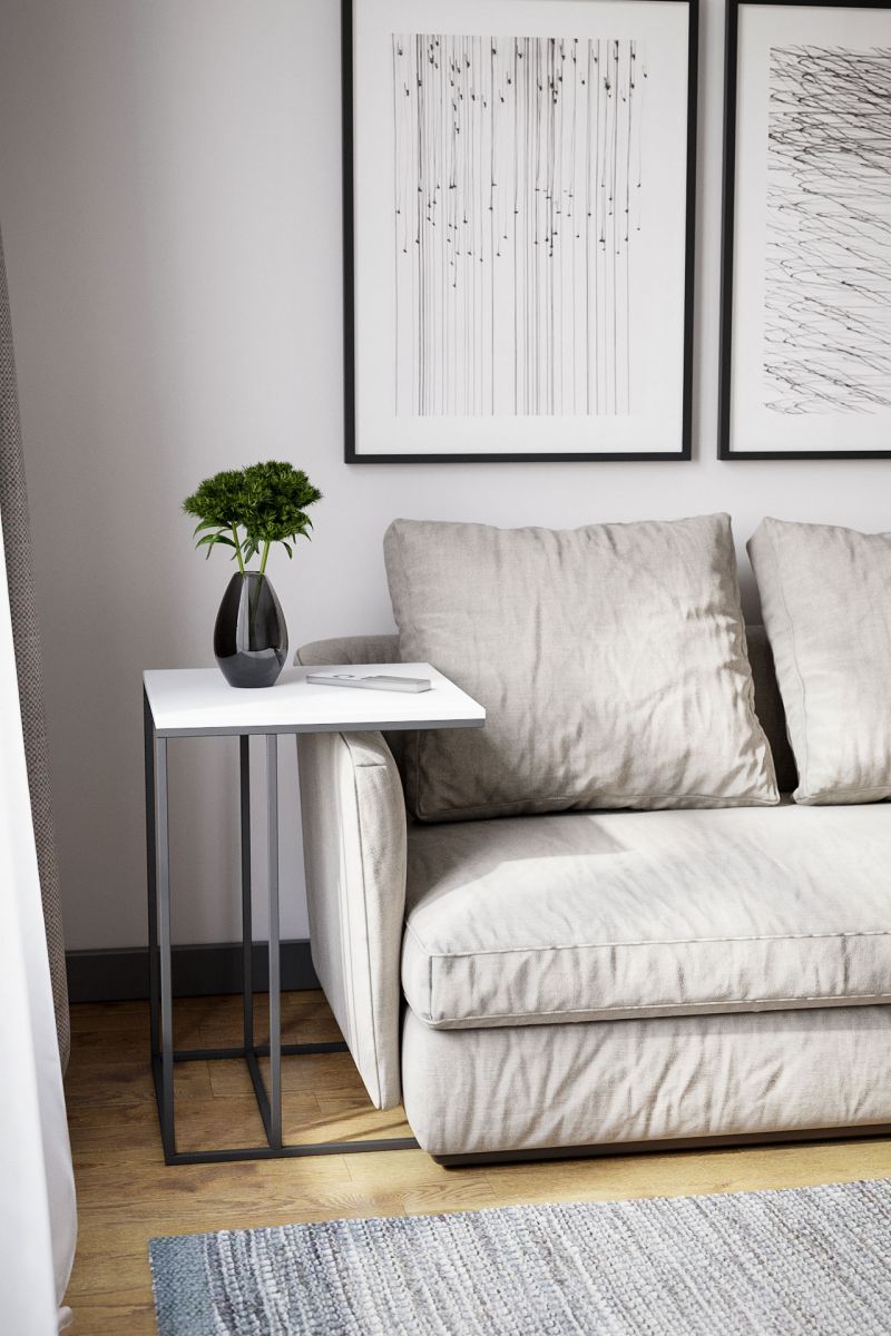 Стол придиванный Хайгрет белый-черный