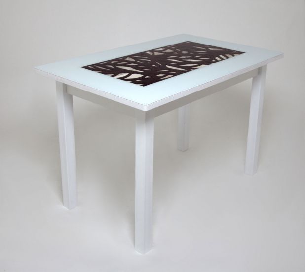 Ажур-квадро прямоугольный стол (Р-15 Черный-ЛДСП-белый-Кромка-белая 1*26-ноги Квадро белые), шт