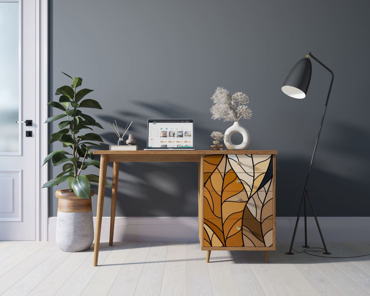 Стол рабочий "Berber" принт 08 с одной тумбой арт BB31-Print_08