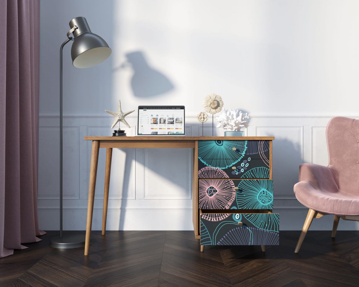 Стол рабочий "Berber" принт 32 с одной тумбой