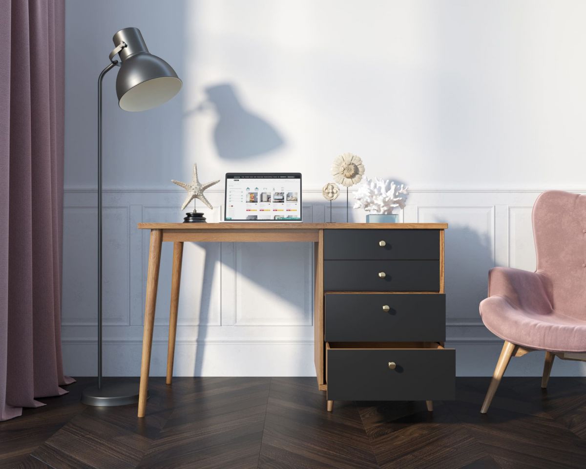 Стол рабочий "Berber" принт 33 с одной тумбой