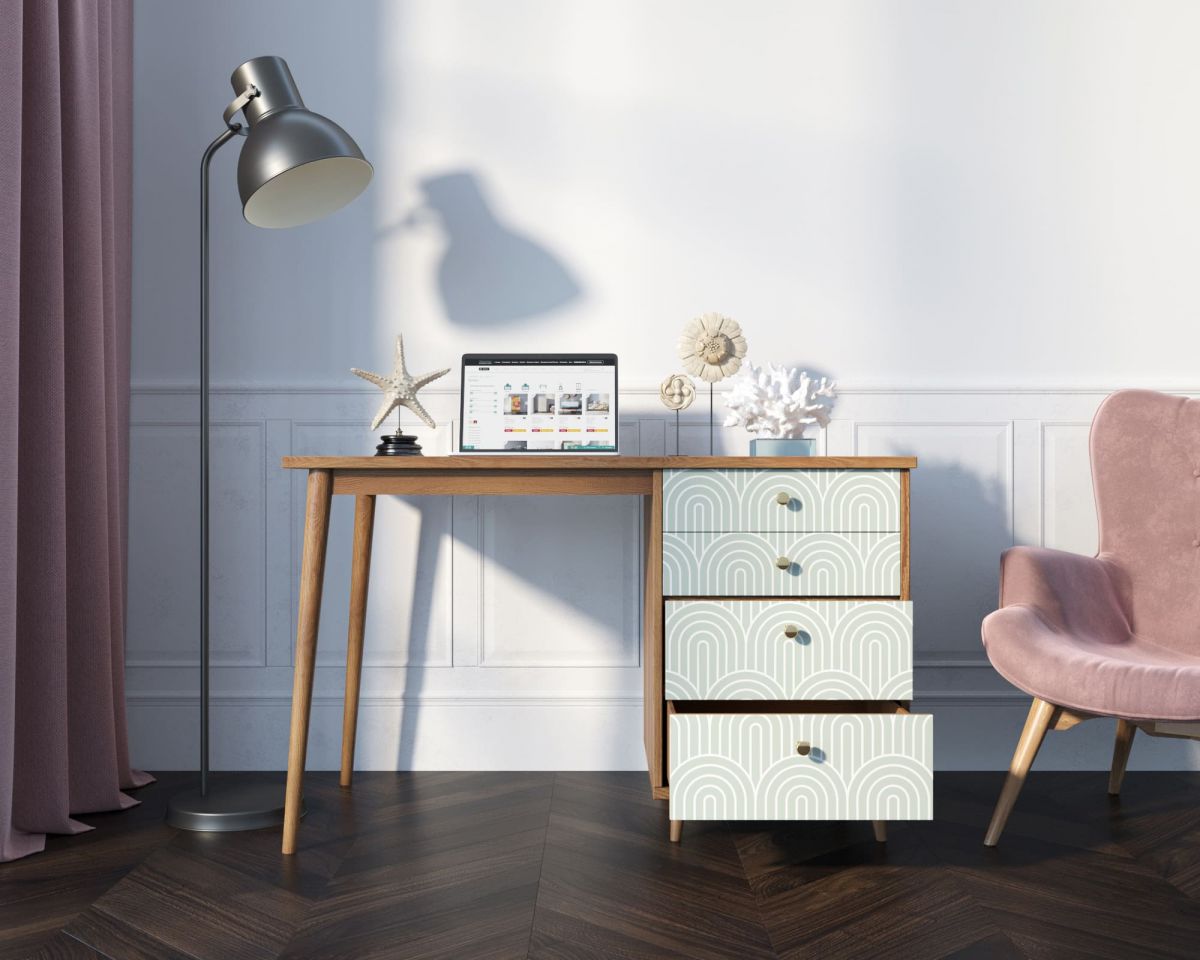 Стол рабочий "Berber" принт 34 с одной тумбой