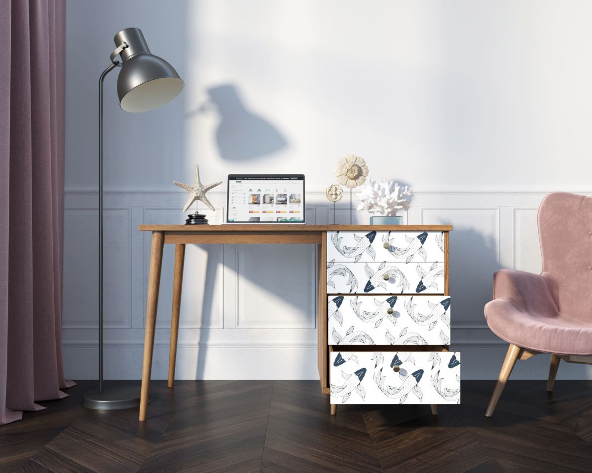 Стол рабочий "Berber" принт 36 с одной тумбой