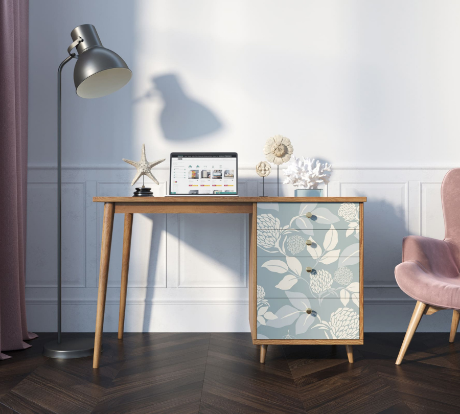 Стол рабочий "Berber" принт 39 с одной тумбой