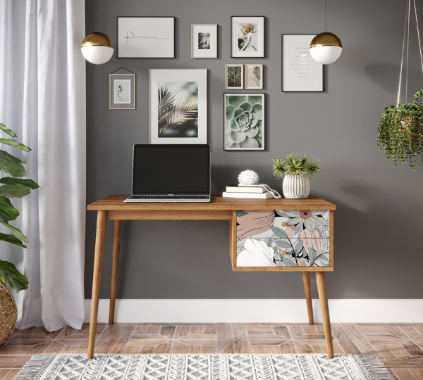 Стол рабочий "Berber" принт 50 с одной тумбой арт BB20-Print_50