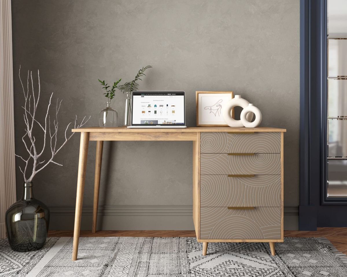 Стол рабочий "Line" одной тумбой R23-beige