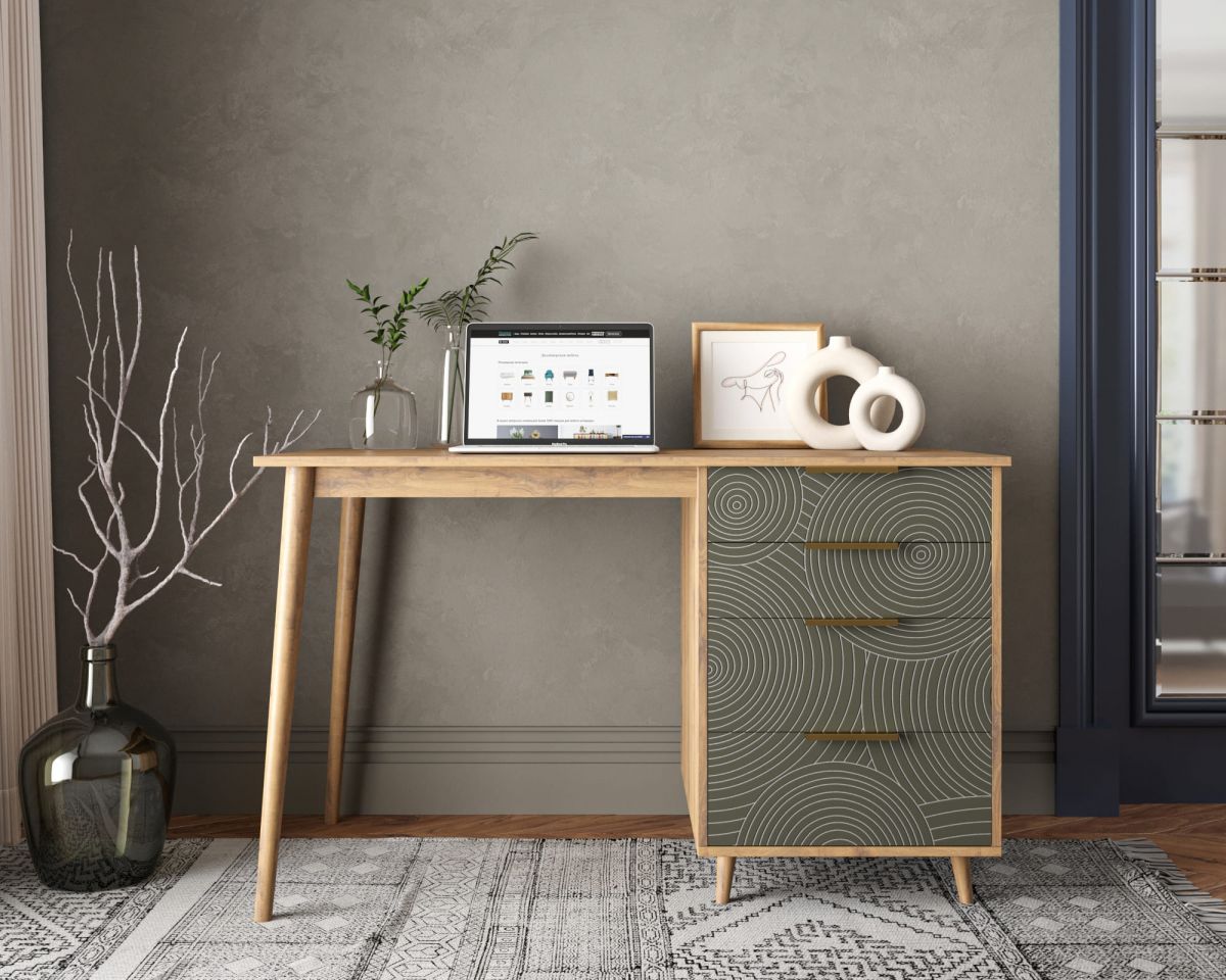 Стол рабочий "Line" одной тумбой R23-darkgreen