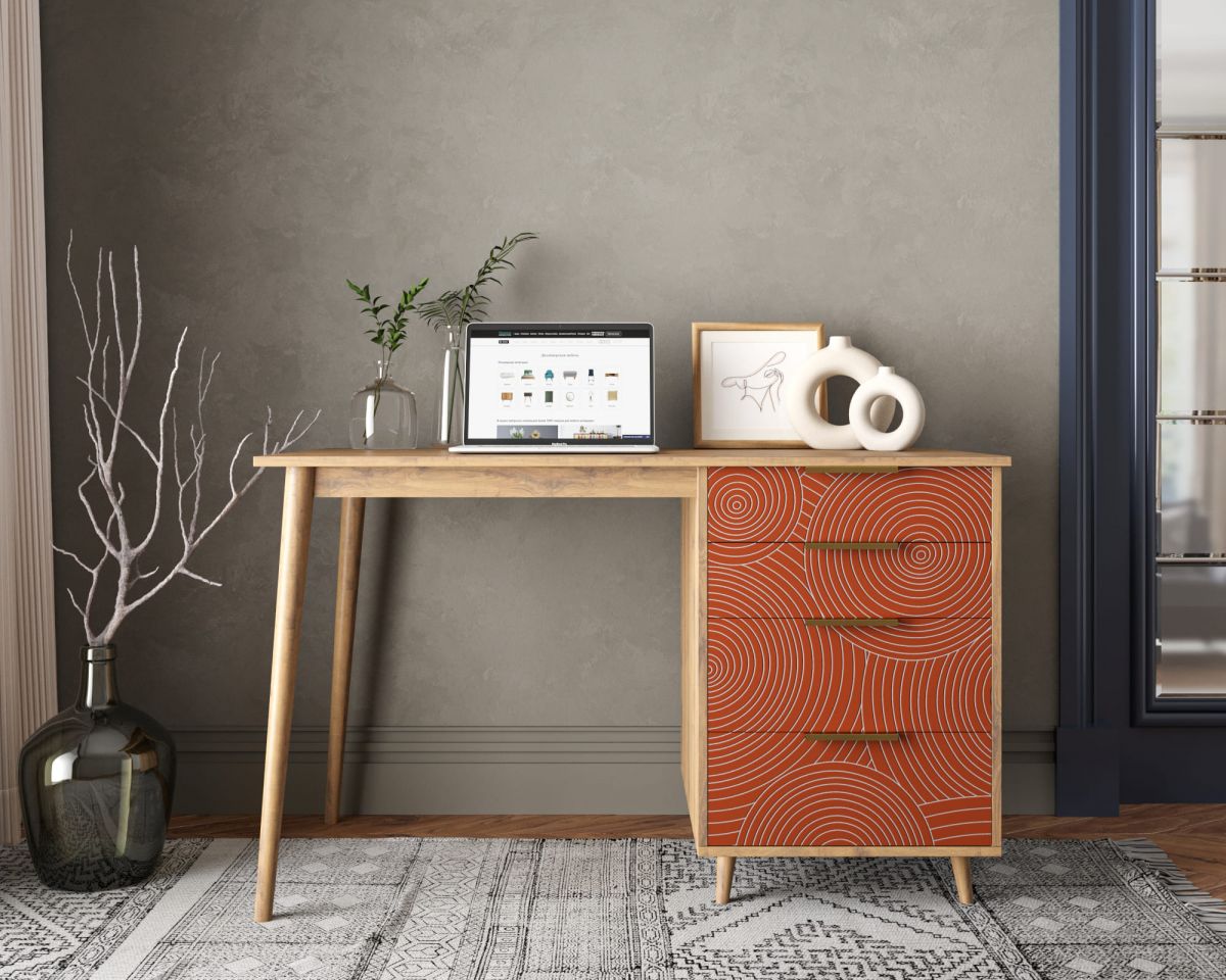 Стол рабочий "Line" одной тумбой R23-red