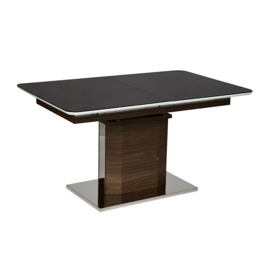 Стол RADCLIFFE( Mod. EDT-VG002) мдф high glossy, закаленное стекло, 140-170х90х75см, коричневый, стекло черное