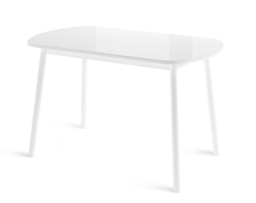 Стол Раунд мини-Стекло, ЛДСП-94(126)*64*75-Белый-Белый-