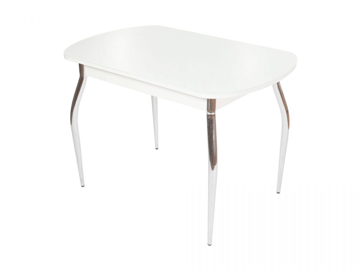 Стол Ривьера СВ исп.1-ЛДСП, Стекло-110(141,5)*70*74,2-Белый-Белый-5 ножки