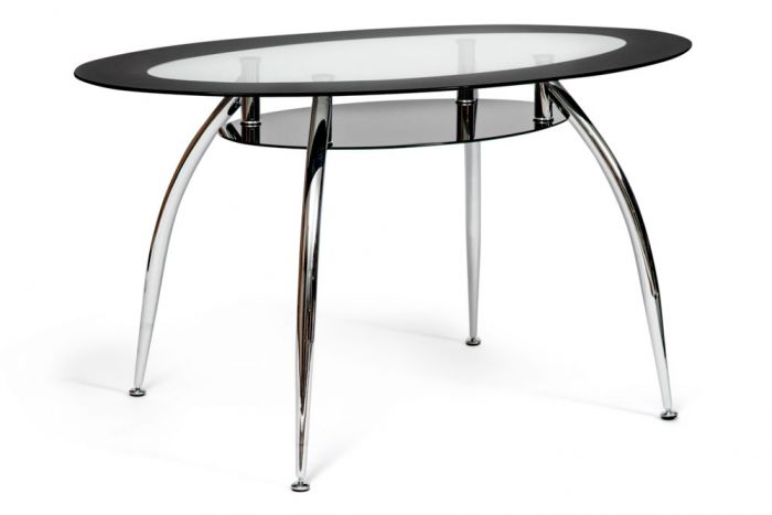Стол SADLER ( mod. 445 ) металл-стекло (8мм), 140х80х75см, хром-черный