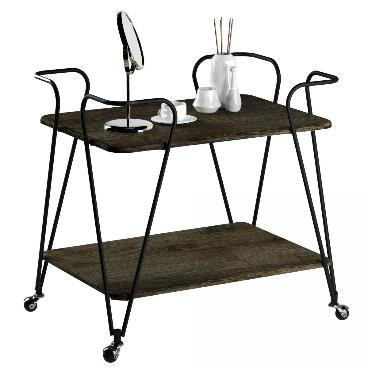 Стол сервировочный Эстер черный-дуб маррон