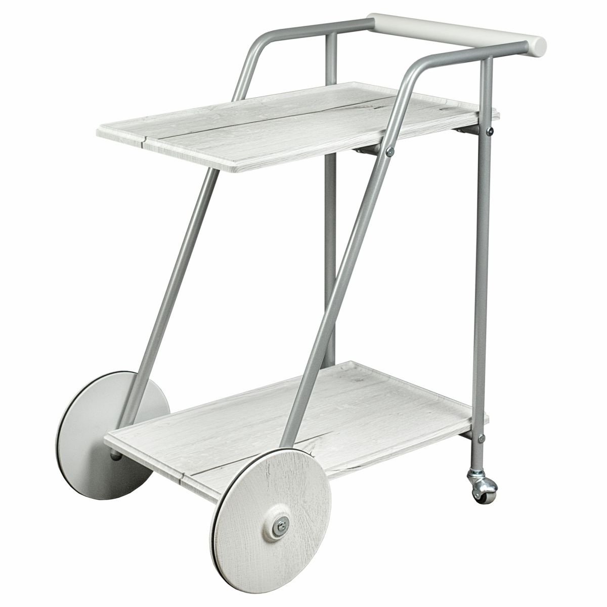 Стол сервировочный Оди металлик-белый-дуб дымчатый