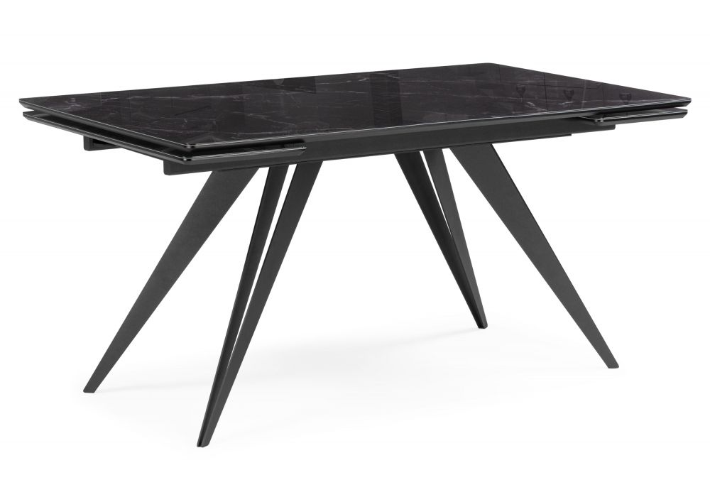 Стол стеклянный Дарвин 140(200)х80 черный мрамор - черный