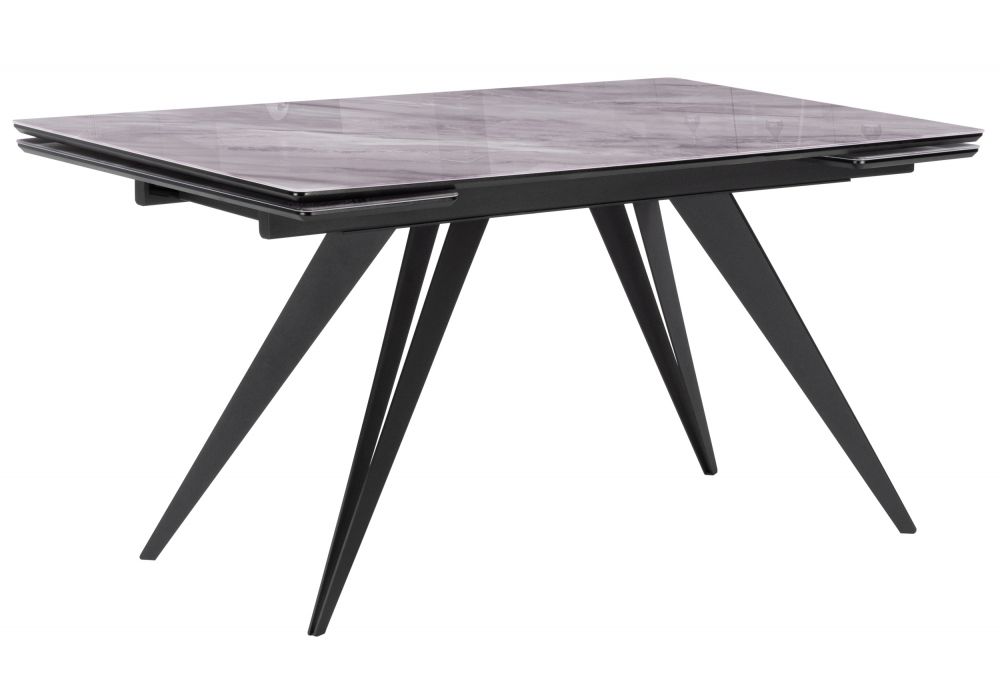 Стол стеклянный Дарвин 140(200)х80 серый мрамор - черный