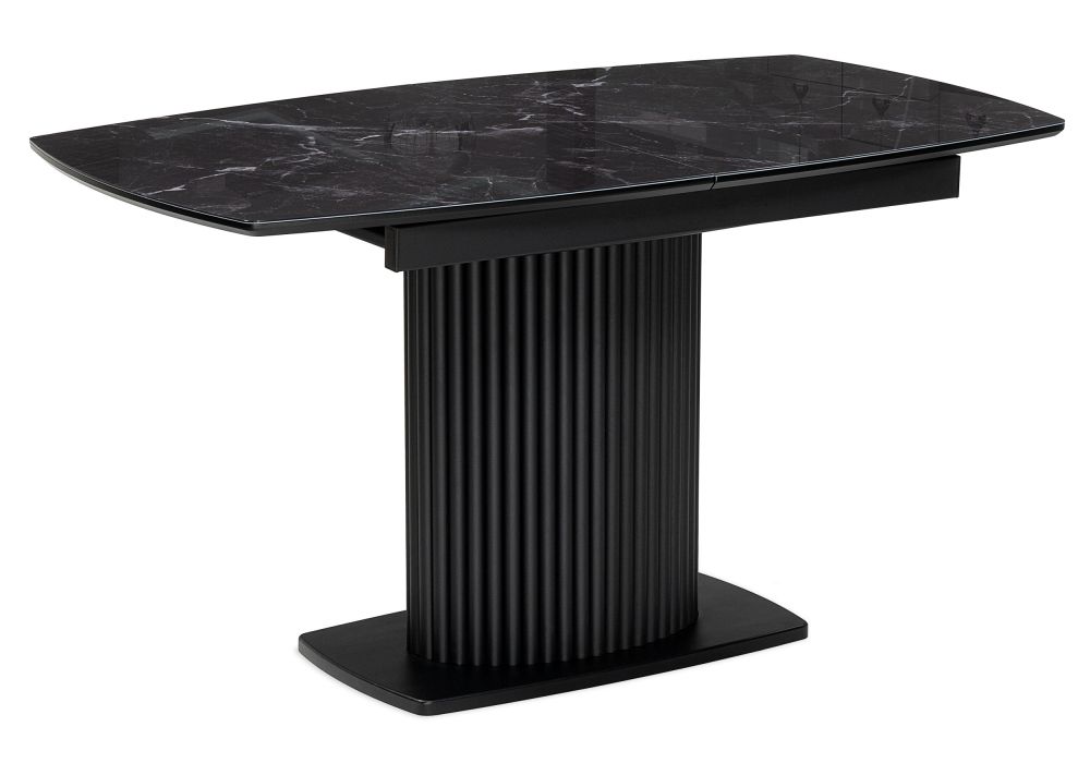 Стол стеклянный Фестер 140(180)х80х76 черный мрамор - черный