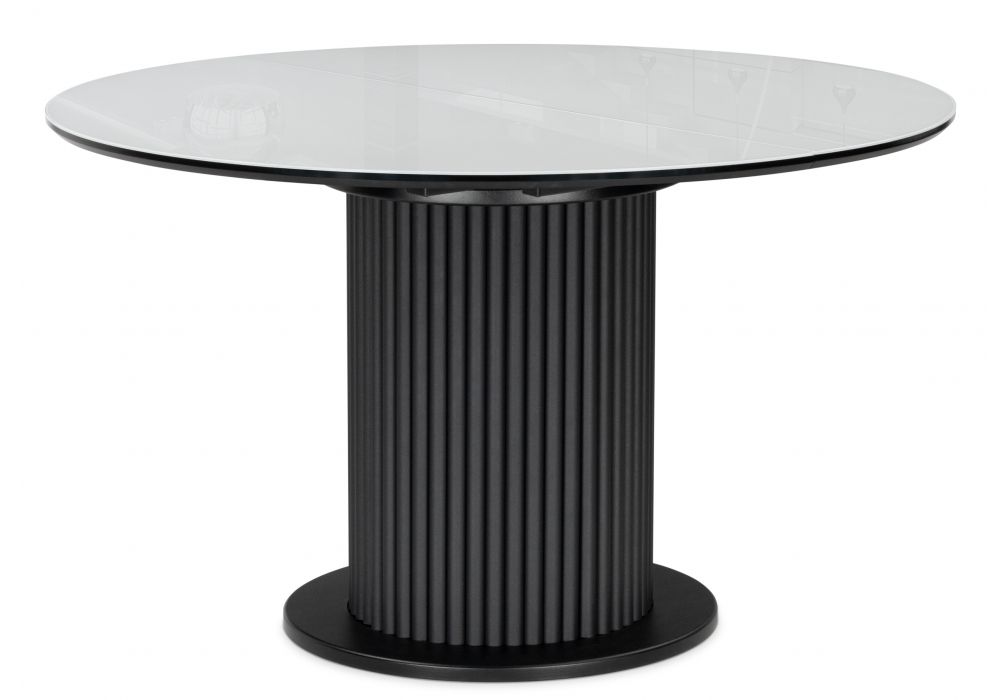 Стол стеклянный Фостер 120(160) белый - пленка черная - черный