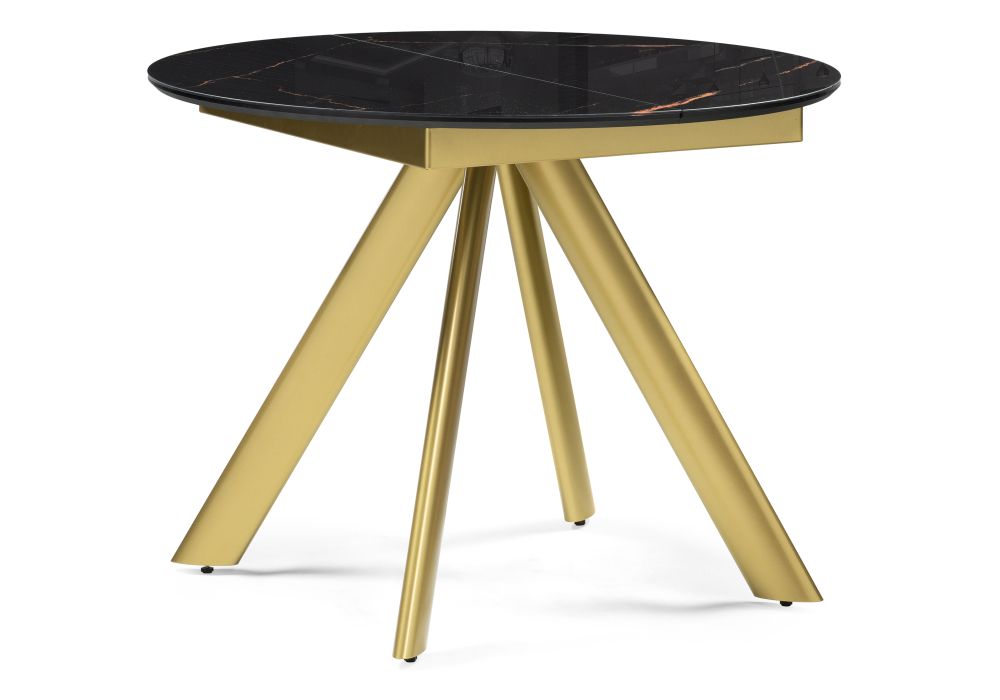 Стол стеклянный Галвестон 100х76 обсидиан - черный - золото