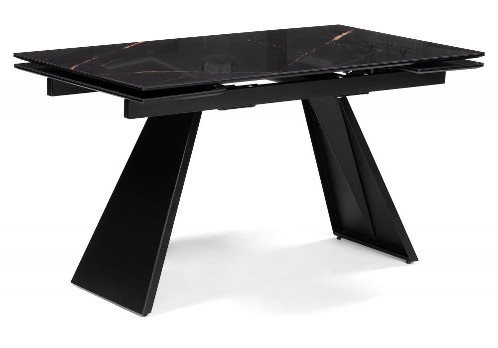 Стол стеклянный Хорсборо 140(200)х80х79 обсидиан - черный