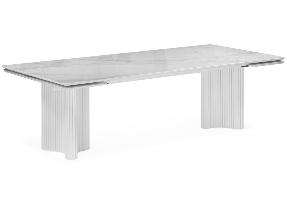 Стол стеклянный Мален 240x110 белый мрамор - белый