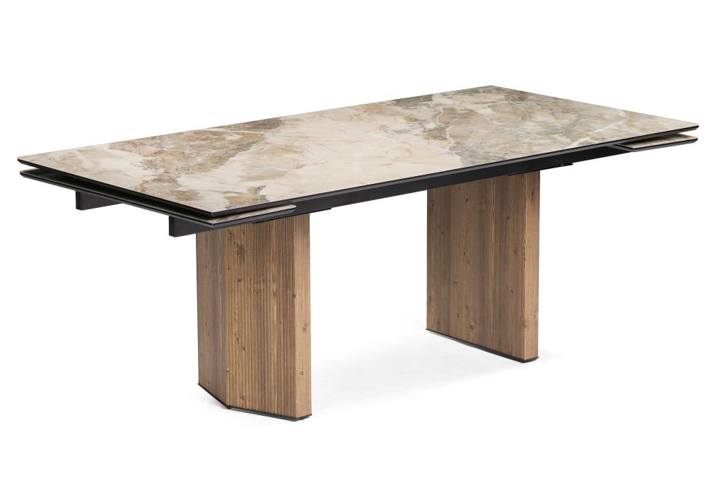 Стол стеклянный Монерон 200(260)х100х77 каталония - орех кантри