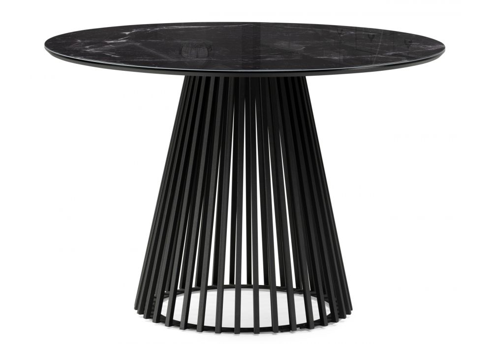 Стол стеклянный Нэнси 110х110 черный мрамор - черный