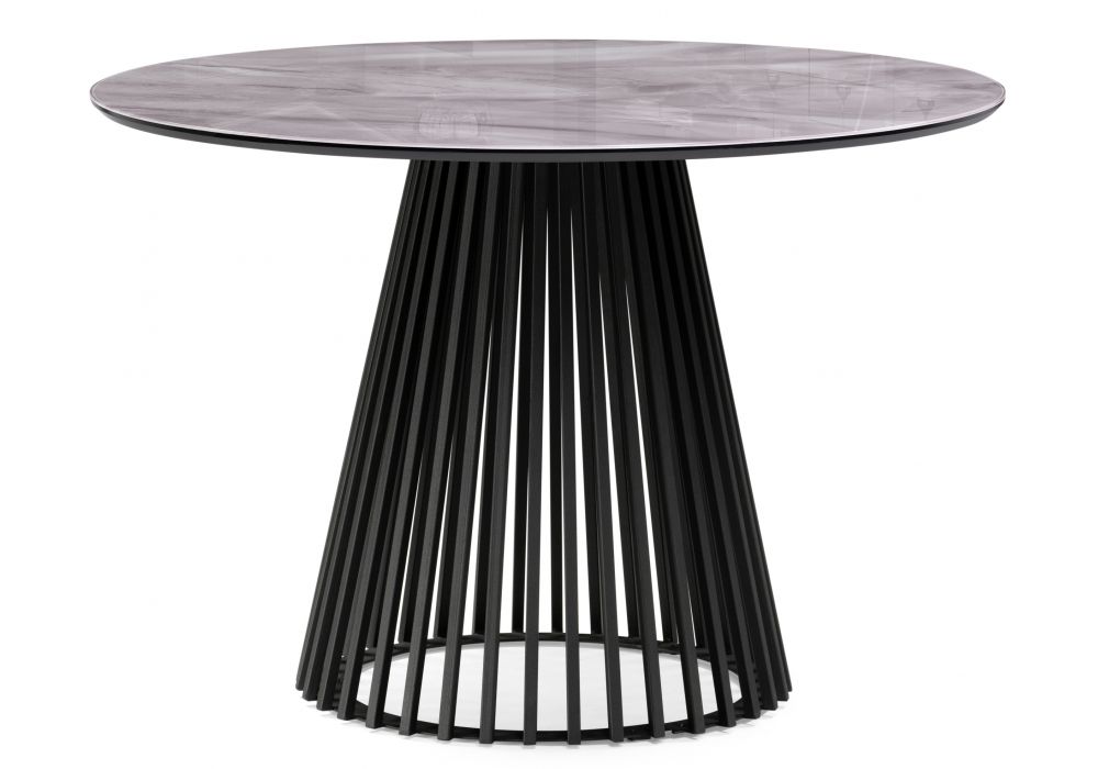 Стол стеклянный Нэнси 110х110х75 серый мрамор - черный